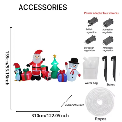 10.17FT Inflatable Santa Snowman Penguin Tree Set Toy Xmas Yard Decoration Festive Gift LED Lit Christmas Supplies Home Ornament