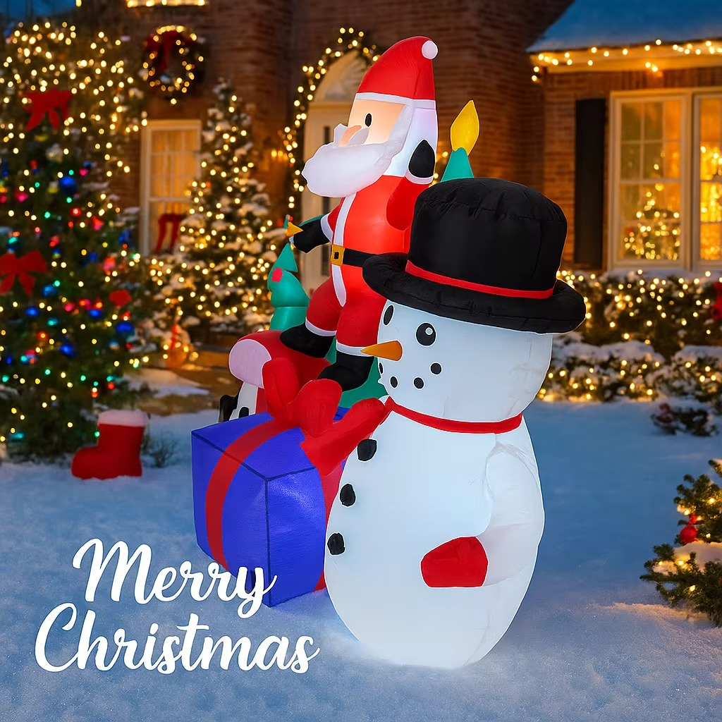 10.17FT Inflatable Santa Snowman Penguin Tree Set Toy Xmas Yard Decoration Festive Gift LED Lit Christmas Supplies Home Ornament