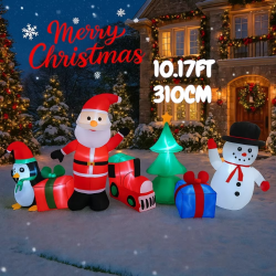 10.17FT Inflatable Santa Snowman Penguin Tree Set Toy Xmas Yard Decoration Festive Gift LED Lit Christmas Supplies Home Ornament