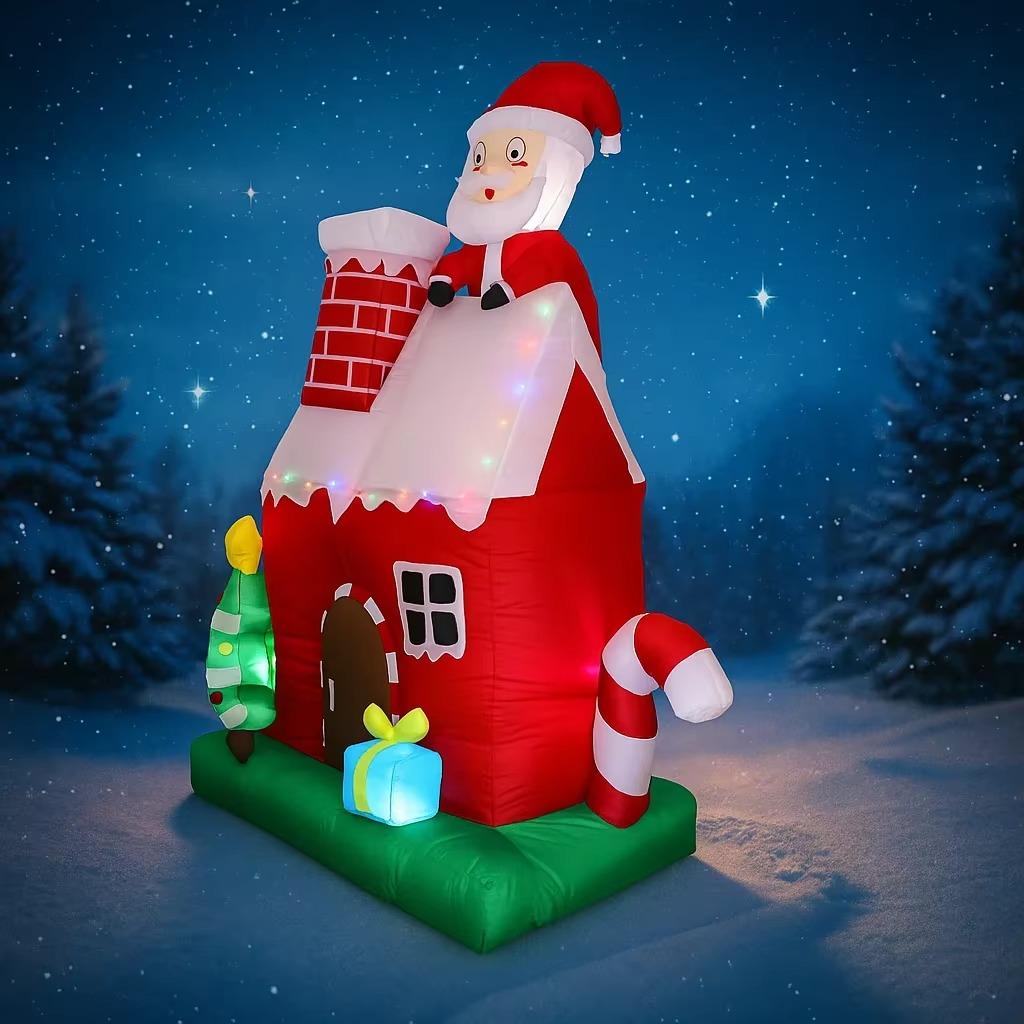6.89FT Inflatable Toy Santa Man House Christmas Tree Holiday Gifts Xmas Decorations for Yard Christmas Supplies Home Ornaments