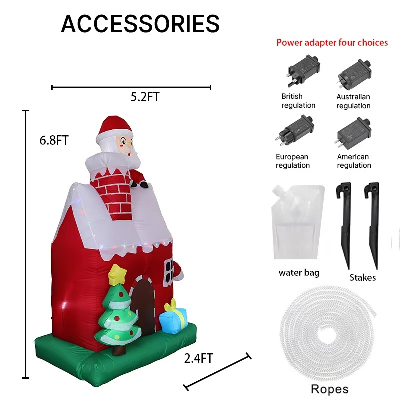 6.89FT Inflatable Toy Santa Man House Christmas Tree Holiday Gifts Xmas Decorations for Yard Christmas Supplies Home Ornaments
