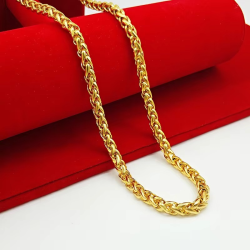 Necklace AU750 necklace 9999 24K real gold pure personality new large thick chain BOSS chain men and women jewelry