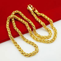 Necklace AU750 necklace 9999 24K real gold pure personality new large thick chain BOSS chain men and women jewelry