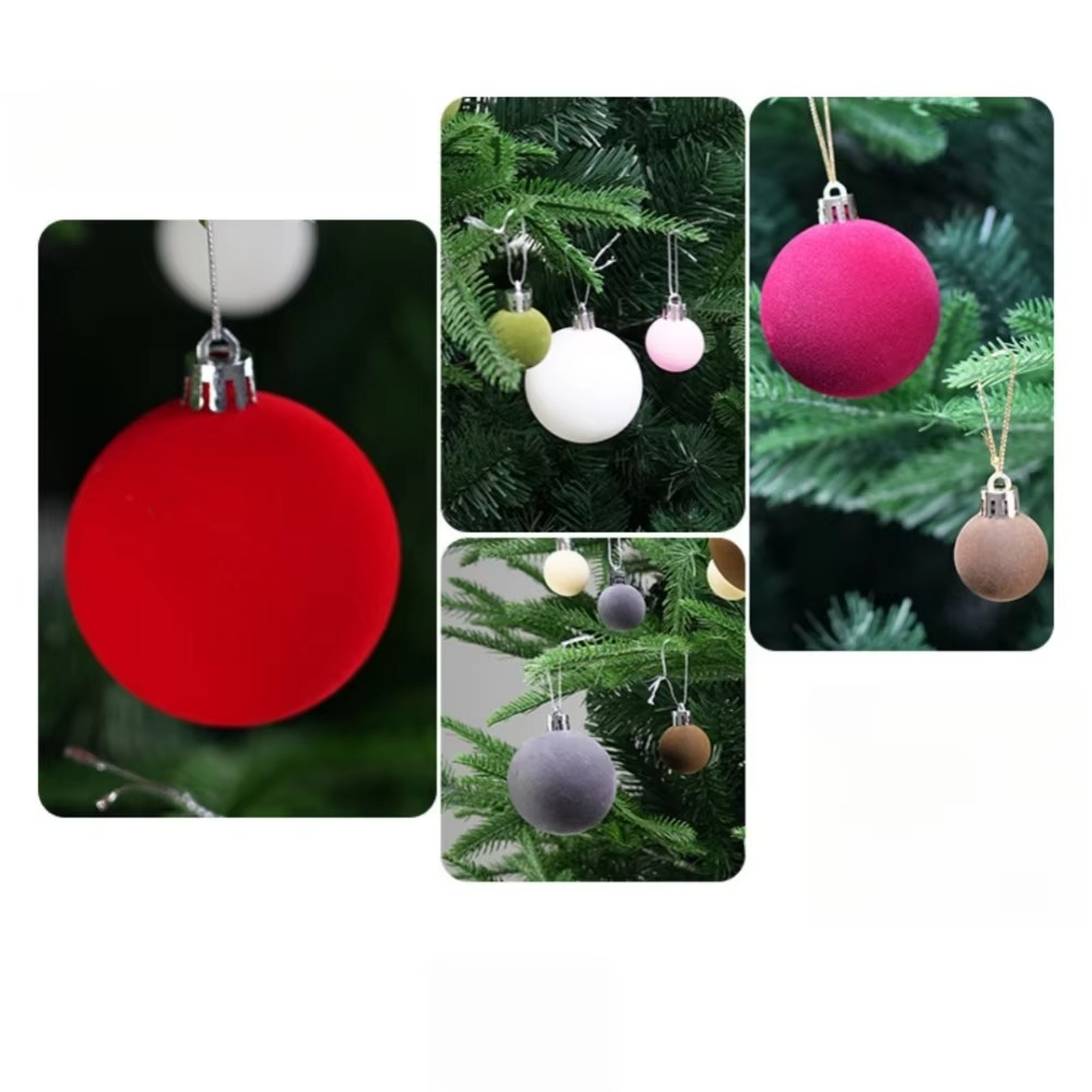 72pcs Christmas Balls Ornaments for Tree Shatterproof Flocked Christmas Ornaments for Xmas Trees Decorations Red Green Brown