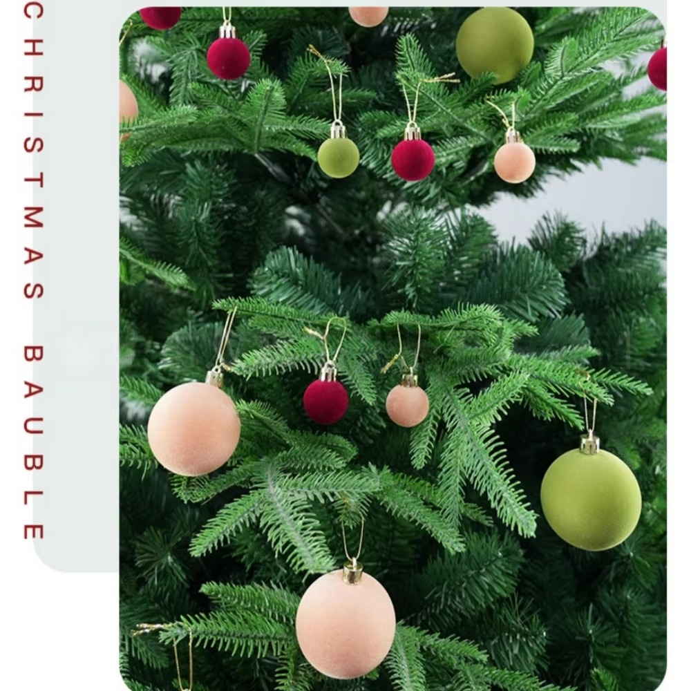 72pcs Christmas Balls Ornaments for Tree Shatterproof Flocked Christmas Ornaments for Xmas Trees Decorations Red Green Brown