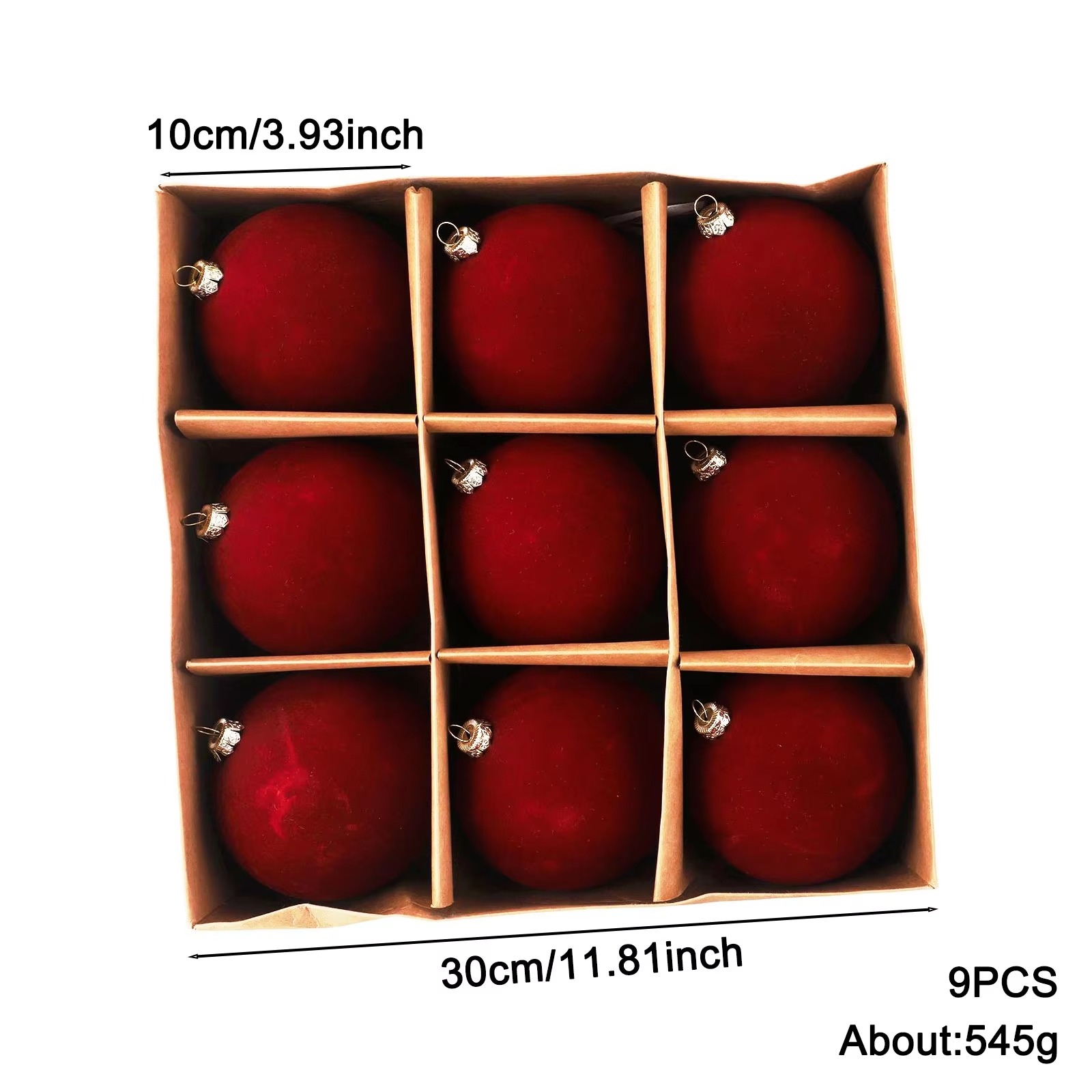 9pcs 10cm Christmas Ball Ornaments Xmas Tree Hanging Velvet Cloth Decorative Balls Home Party Christmas Tree Decor New Year