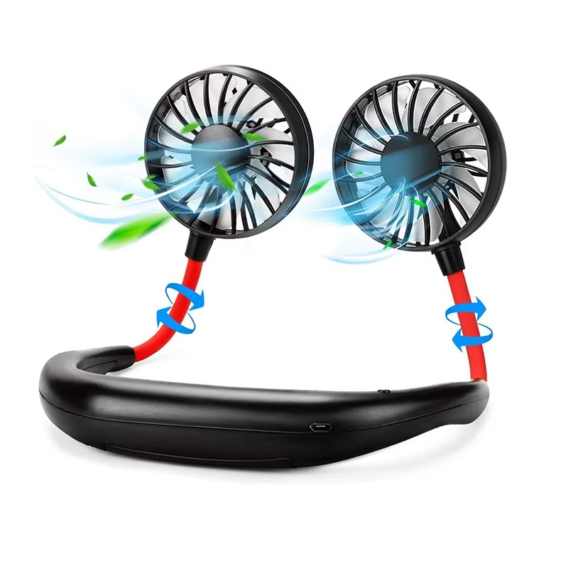 High Quality Headphone Design Hand Free Traveling Outdoor Portable Usb Rechargeable Led Neck Fan Mini Handheld Fan