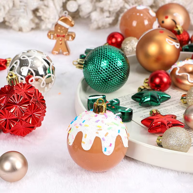 42pcs 6cm Christmas Ball Gingerbread Man Xmas Tree Hanging Ornaments Home Christmas Decoration Party New Year Gift Navidad 2025