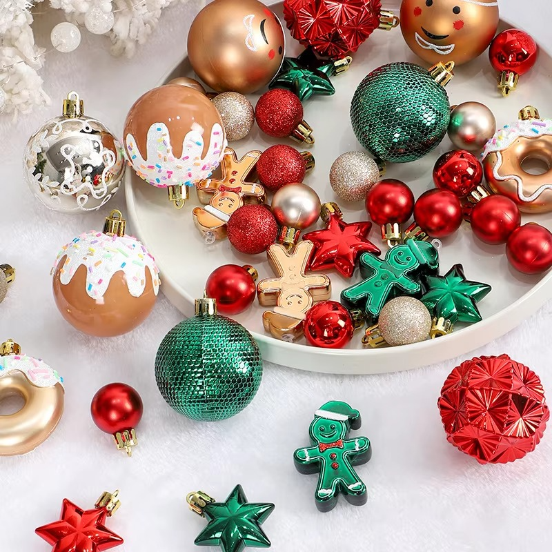 42pcs 6cm Christmas Ball Gingerbread Man Xmas Tree Hanging Ornaments Home Christmas Decoration Party New Year Gift Navidad 2025