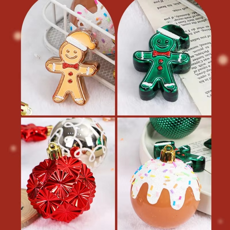 42pcs 6cm Christmas Ball Gingerbread Man Xmas Tree Hanging Ornaments Home Christmas Decoration Party New Year Gift Navidad 2025