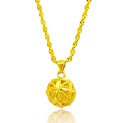 high qualityAU999 Gold Necklace Pendant Hollow Hydrangea Water Drop Pendant 24K Real Gold Double Water Wave Necklace Jewelry