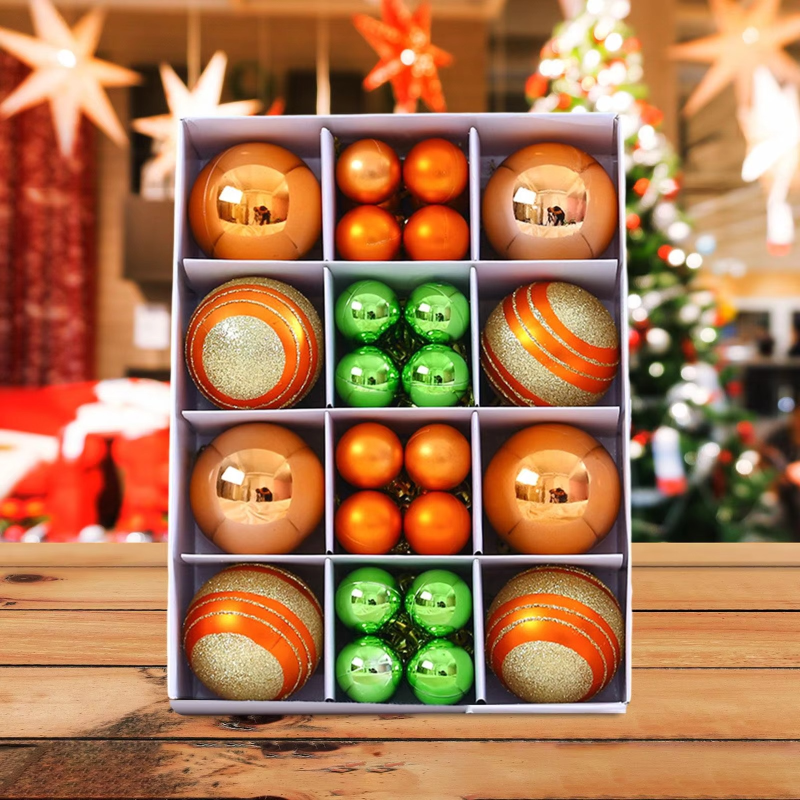 40Pcs Christmas Ball Ornaments Set Craft Christmas Tree Hanging Ornaments for Party Favor Birthdays Anniversary Festivals Cafe