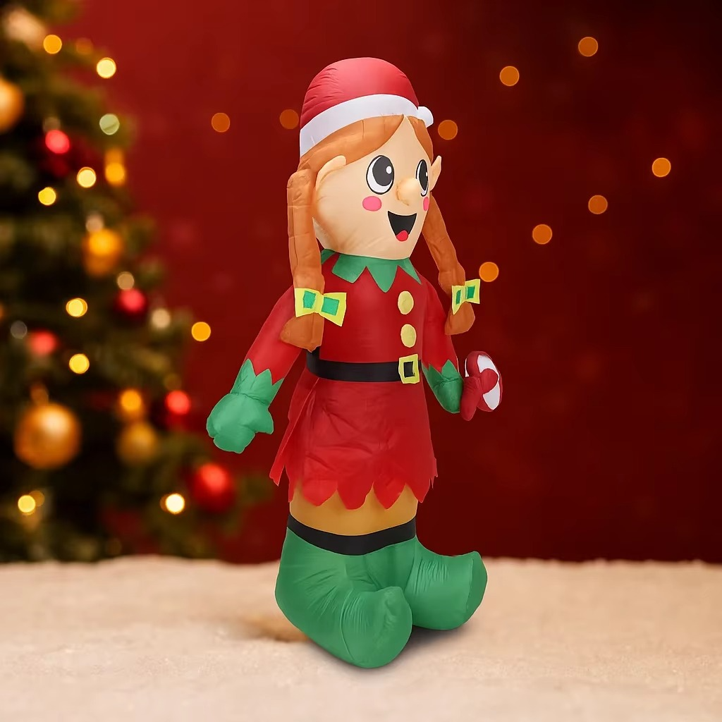 5.91FT Inflatable Toy Christmas Elf Candy Cane Festive Holiday Gift Xmas Decoration for Yard Supplie Home Decoration Ornament