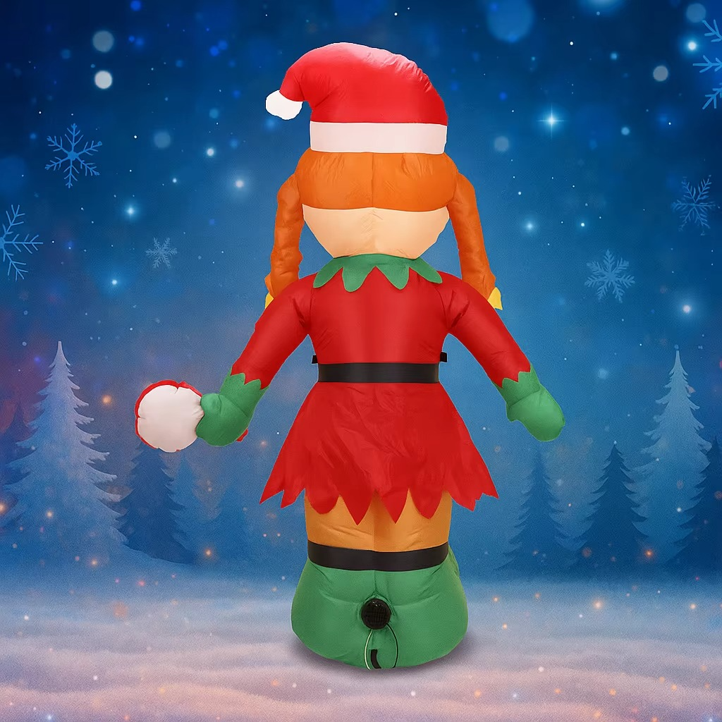 5.91FT Inflatable Toy Christmas Elf Candy Cane Festive Holiday Gift Xmas Decoration for Yard Supplie Home Decoration Ornament