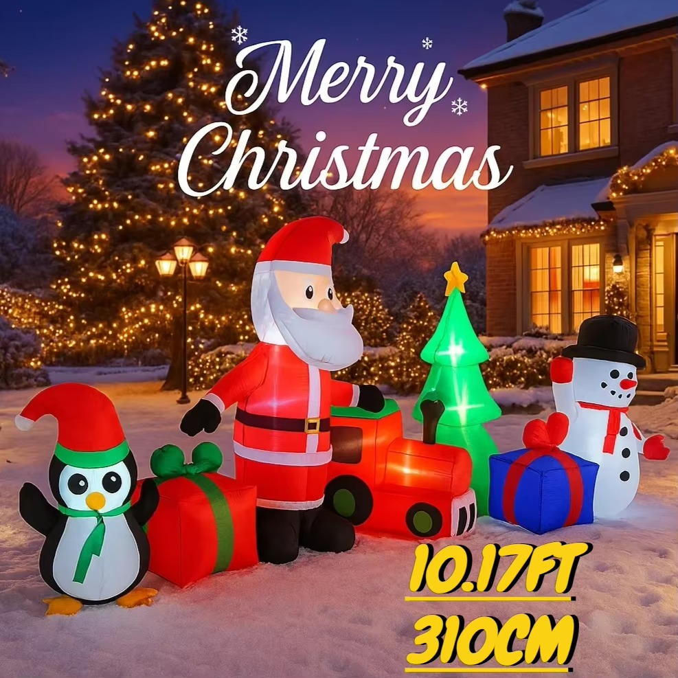 10.17FT Inflatable Toy Santa Snowman penguin Tree Set Xmas Decor Yard Decoration LED Outdoor Supplie Home Ornament Festive Gift