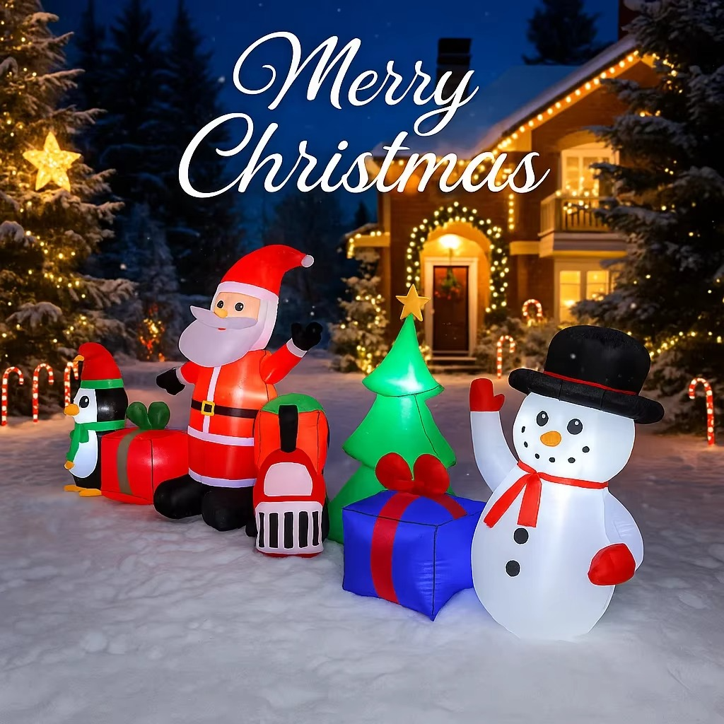 10.17FT Inflatable Toy Santa Snowman penguin Tree Set Xmas Decor Yard Decoration LED Outdoor Supplie Home Ornament Festive Gift