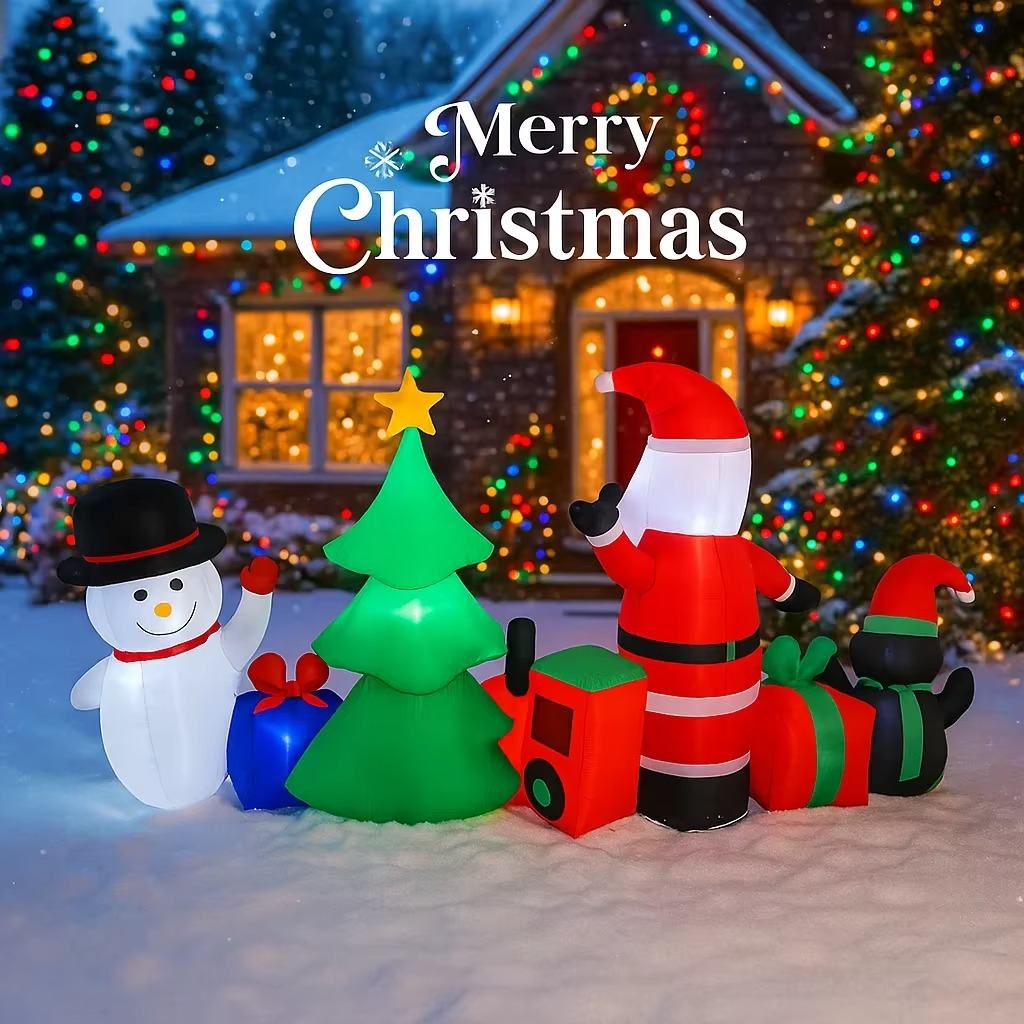 10.17FT Inflatable Toy Santa Snowman penguin Tree Set Xmas Decor Yard Decoration LED Outdoor Supplie Home Ornament Festive Gift