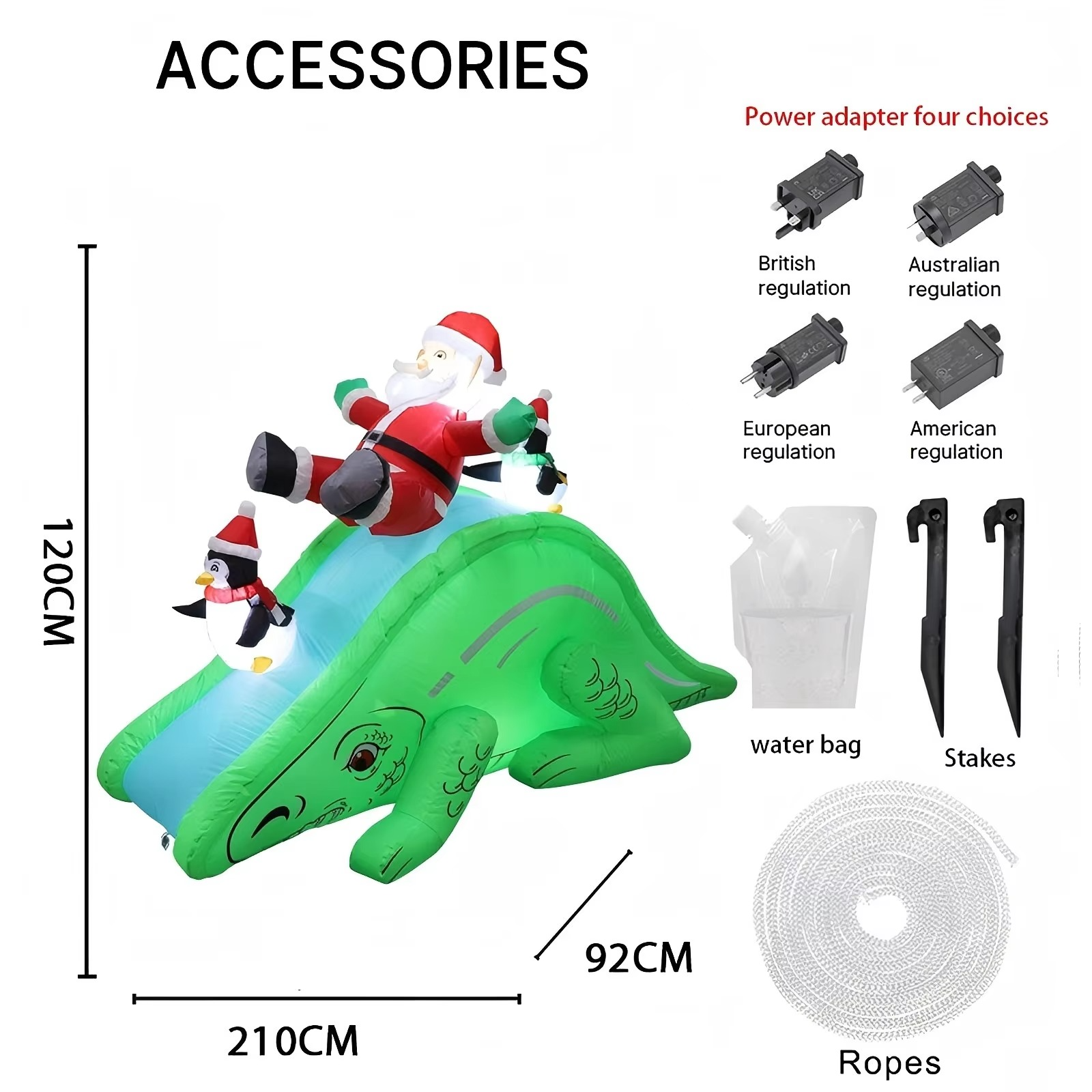 6.8FT Inflatable Xmas Holiday Yard Decor Santa Dinosaur Slide Penguins LED Christmas Toy Supplies Home Decor Ornaments Gifts