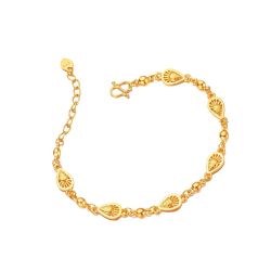 9999 24K real gold women's Korean version simple and sweet forest style best friend water droplet strawberry bracelet