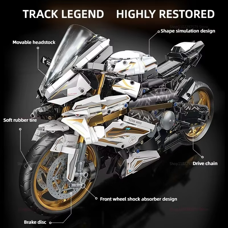 1:5 Mechanical Motorcycle Desktop Decoration 2045PCS Technology Racing Car Building Block Kids Toys for Christmas Birthday Gifts