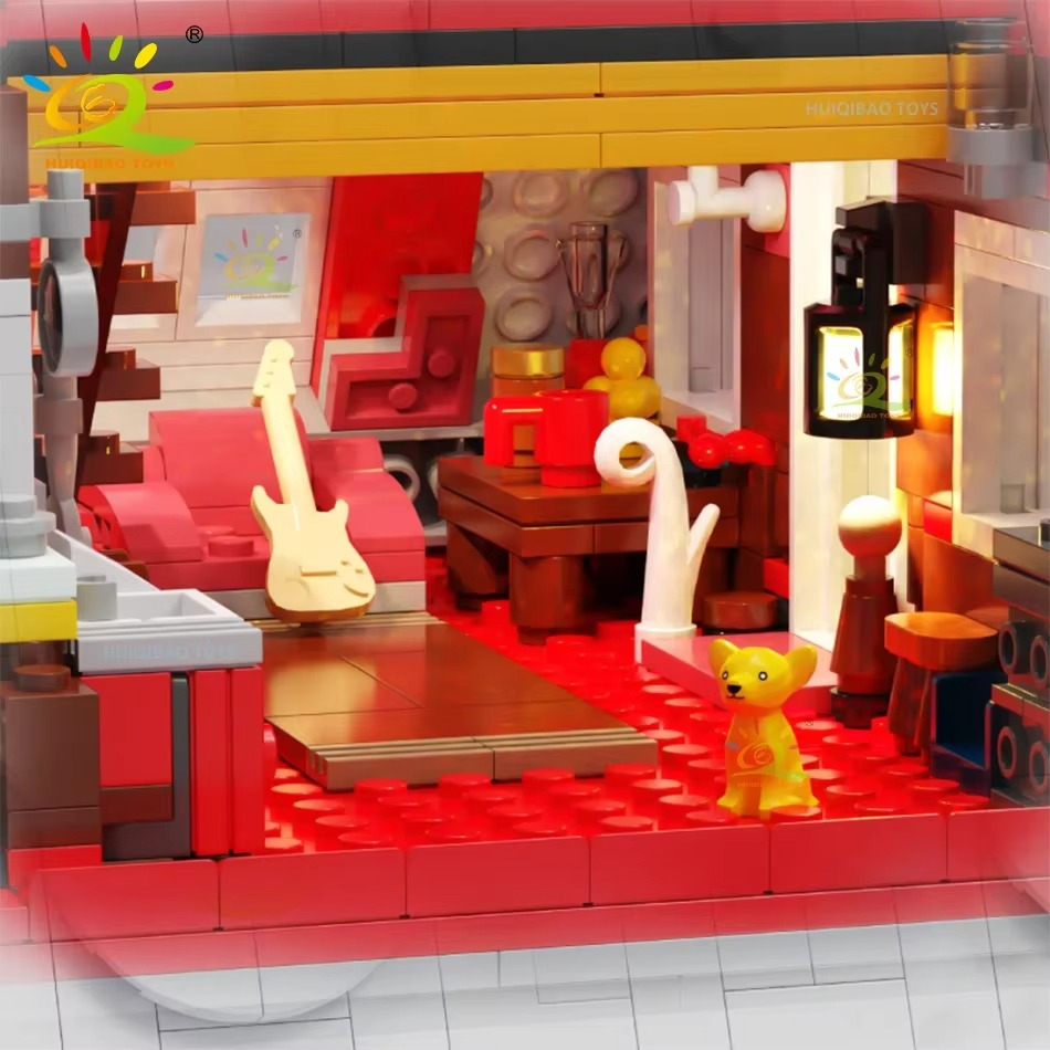 HUIQIBAO Christmas MOC Santa Claus House Model Building Blocks Children New Year DIY Exclusive Cabin Toys for Adult Bricks Gift