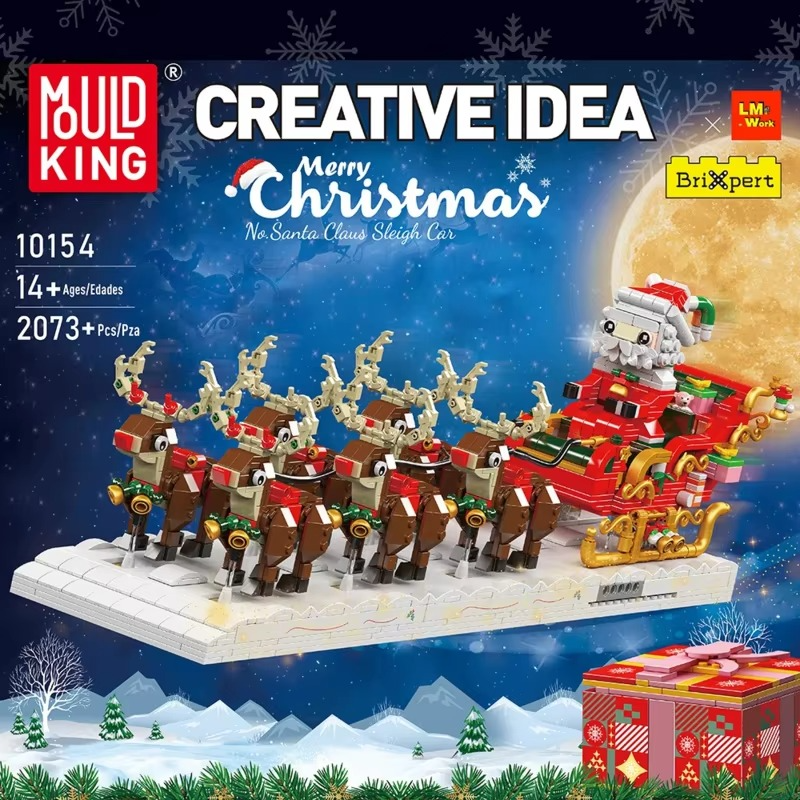 Mould King Santa Claus Sleigh 10154 Christmas gift for boys and girls, educational building blocks assembly collection ornament