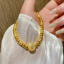 AU999 24K Gold Four Beauties Bracelet | Enamel - painted seasons, pearl accents, cloud - patterned chain, delicate & noble