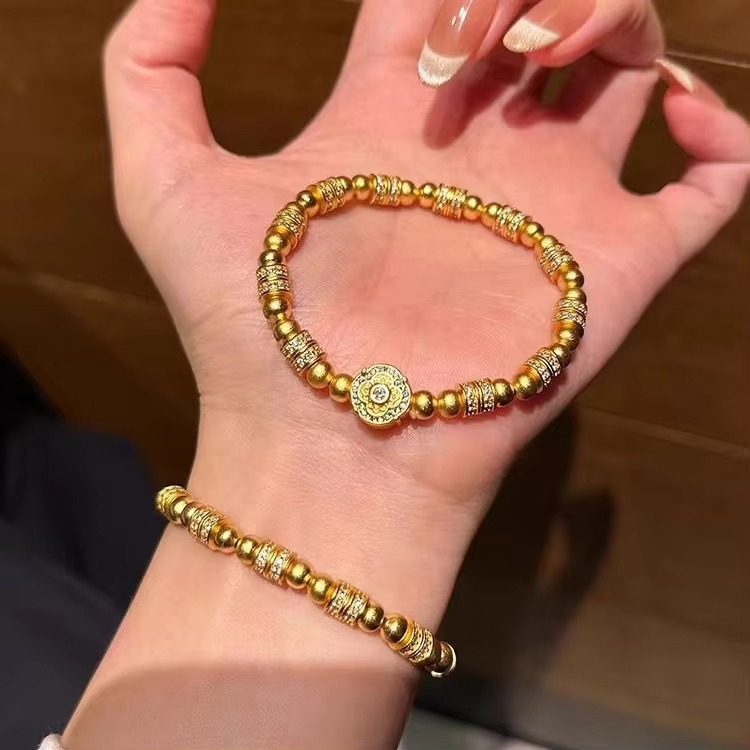AU999 24K Gold Four Beauties Bracelet | Enamel - painted seasons, pearl accents, cloud - patterned chain, delicate & noble
