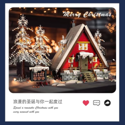 Christmas Street view House Santa Cabin Model Building Blocks Bricks MOC Snow Winter Forest Modular Architecture Toys Gifts