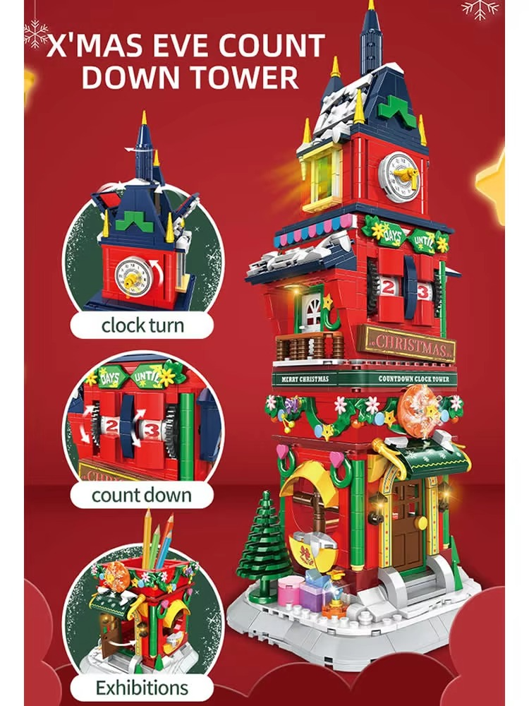 Woma 1084PCS XMAS Eve Count Down Tower Model Bricks Building Blocks For Children's Christmas Gift