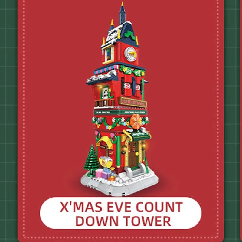 Woma 1084PCS XMAS Eve Count Down Tower Model Bricks Building Blocks For Children's Christmas Gift