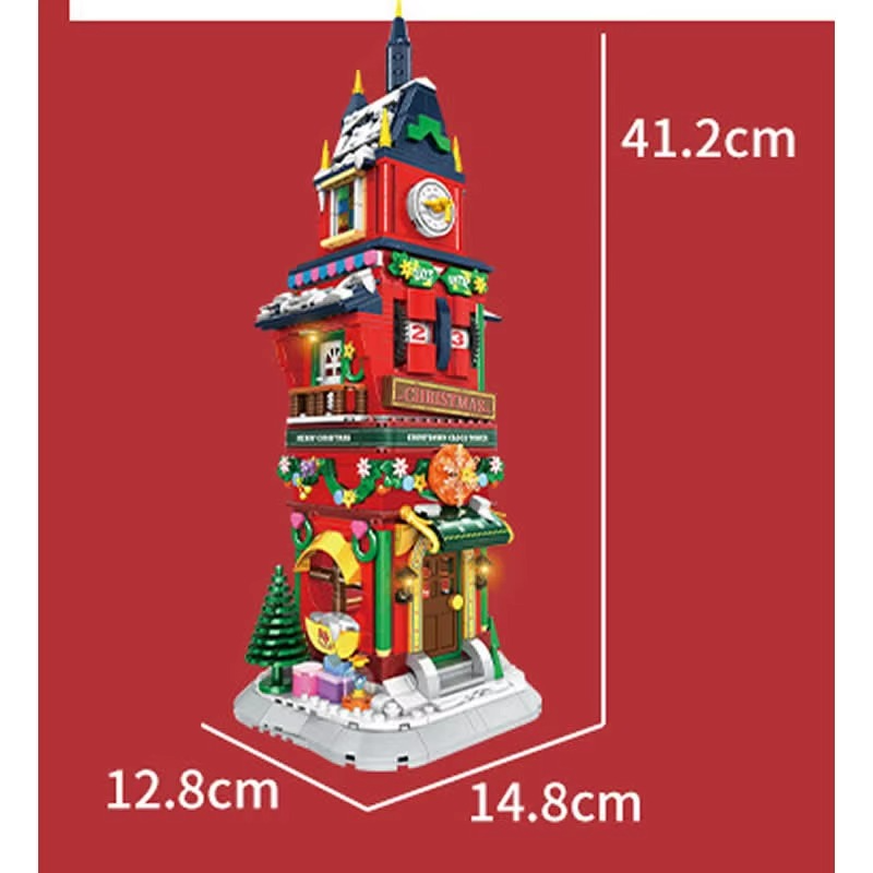 Woma 1084PCS XMAS Eve Count Down Tower Model Bricks Building Blocks For Children's Christmas Gift