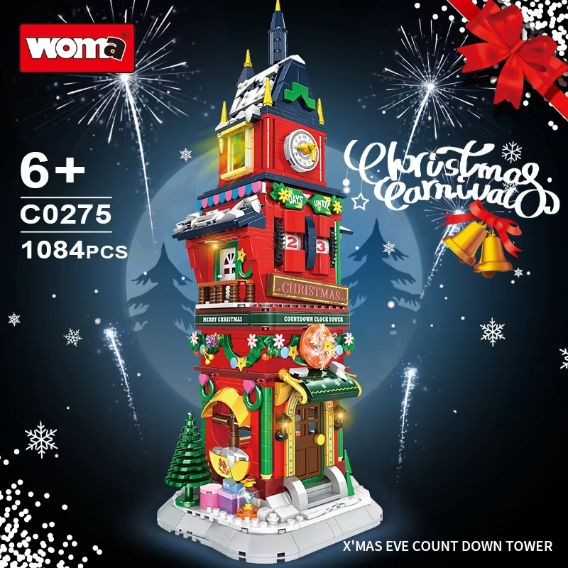 Woma 1084PCS XMAS Eve Count Down Tower Model Bricks Building Blocks For Children's Christmas Gift
