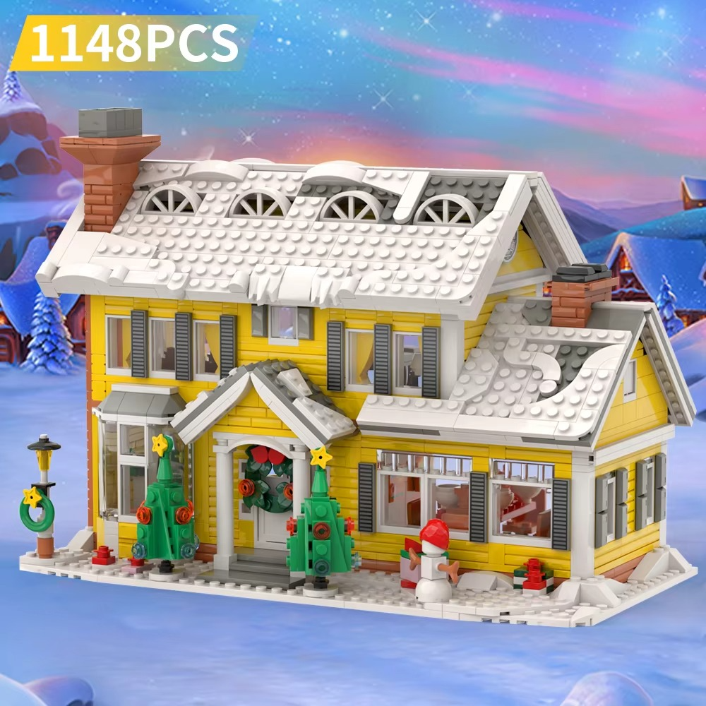 MOC Creativity Winter Village Christmas snow House Christmas ART House Model Building Blocks Kid Toys Christmas Gift