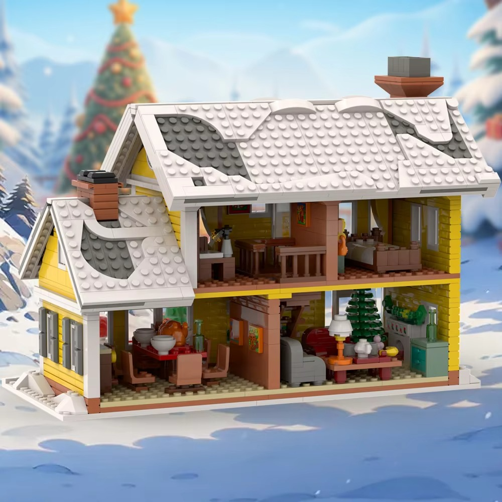 MOC Creativity Winter Village Christmas snow House Christmas ART House Model Building Blocks Kid Toys Christmas Gift