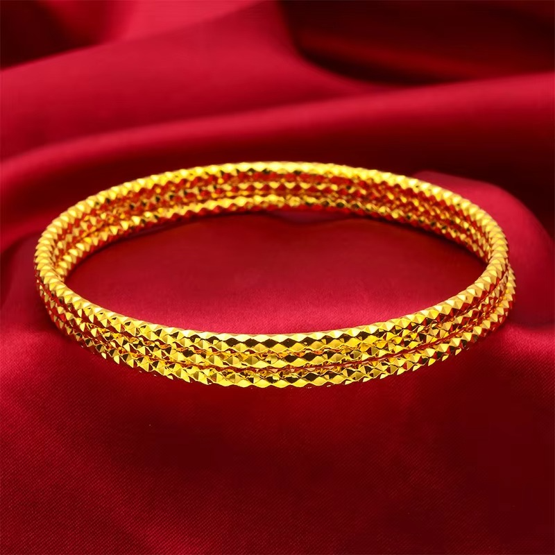 24K Gold 2.8mm Starry Sky Bangle | AU999 Pure Gold, micro-bead setting, 2.8mm slim design, delicate for daily wear