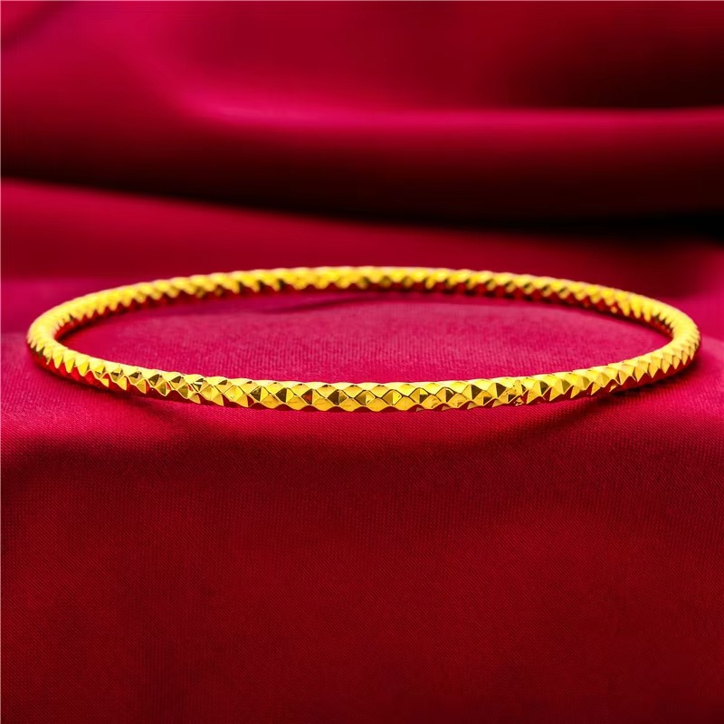 24K Gold 2.8mm Starry Sky Bangle | AU999 Pure Gold, micro-bead setting, 2.8mm slim design, delicate for daily wear