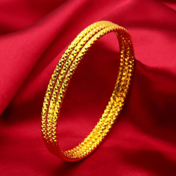 24K Gold 2.8mm Starry Sky Bangle | AU999 Pure Gold, micro-bead setting, 2.8mm slim design, delicate for daily wear