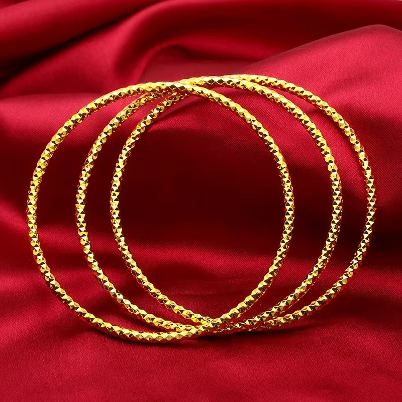 24K Gold 2.8mm Starry Sky Bangle | AU999 Pure Gold, micro-bead setting, 2.8mm slim design, delicate for daily wear