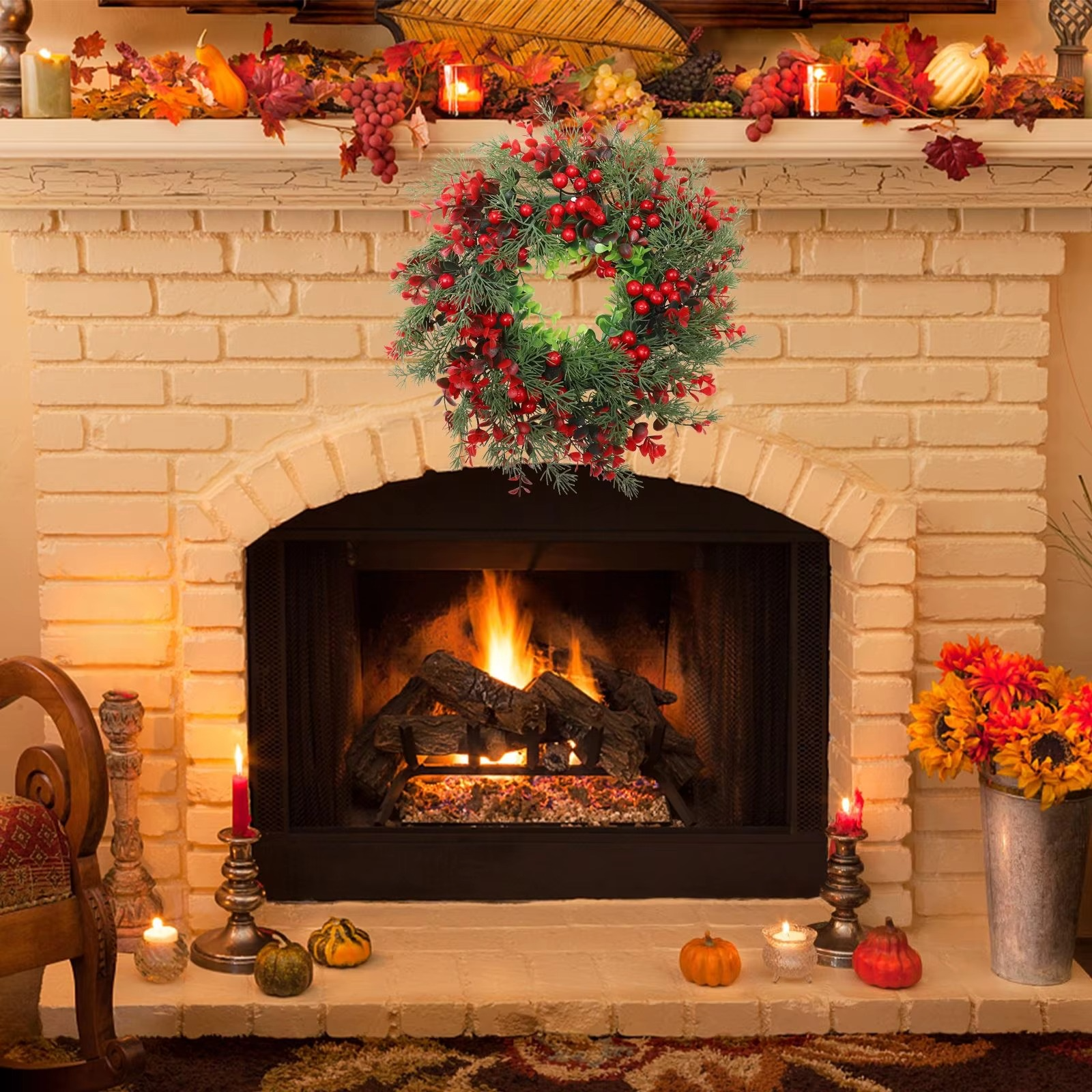 1pc Winter Berry Wreath Christmas Tree Wreath Christmas Artificial Wreath Artificial Christmas Wreaths Xmas Porch Wreath