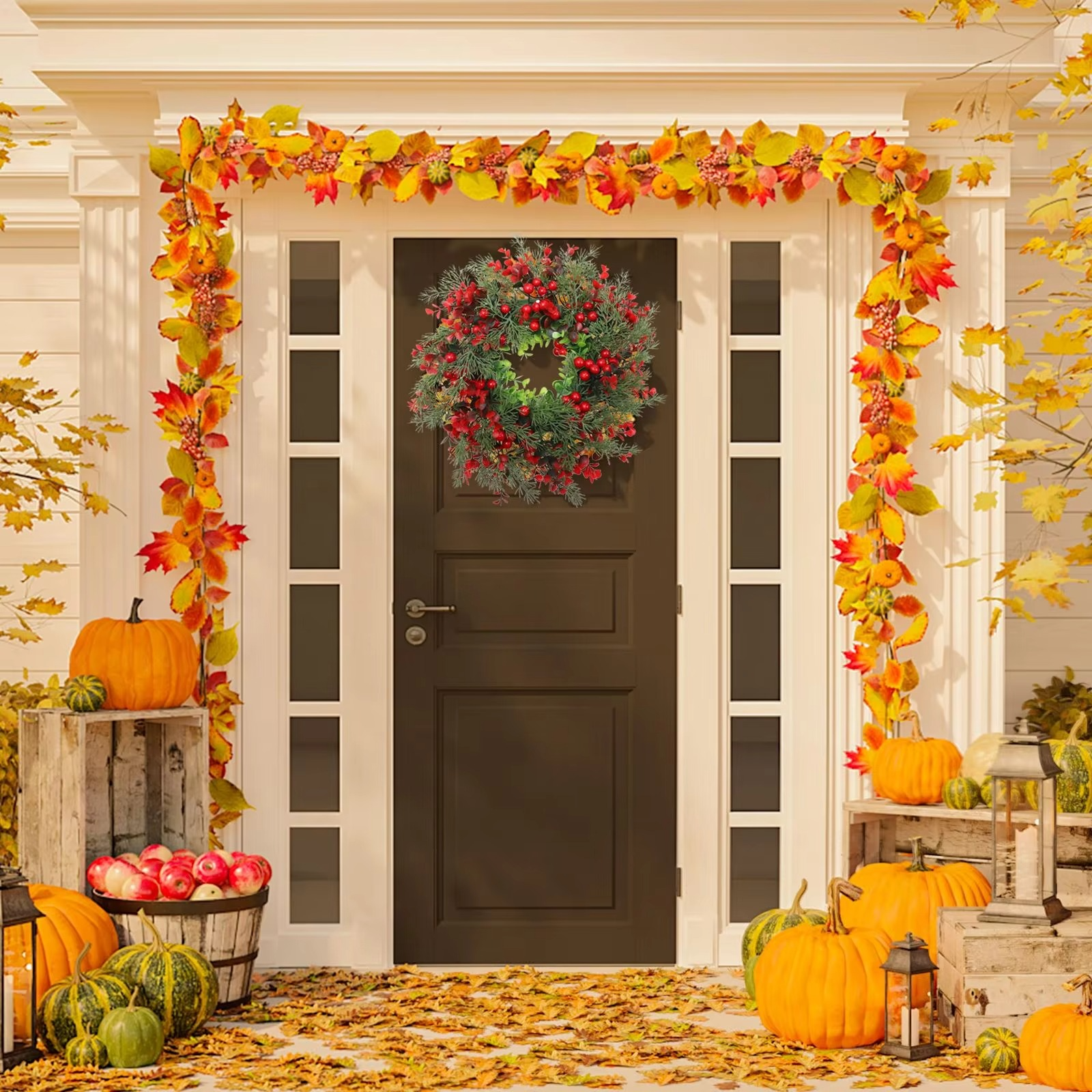 1pc Winter Berry Wreath Christmas Tree Wreath Christmas Artificial Wreath Artificial Christmas Wreaths Xmas Porch Wreath