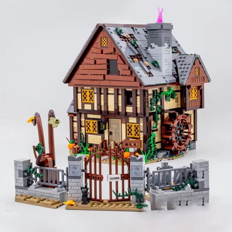 MOC Street View Model Halloween Hocus Pocused Witch Sanderson House Building Sister's Cottage Blocks Bricks Festival Party Gifts