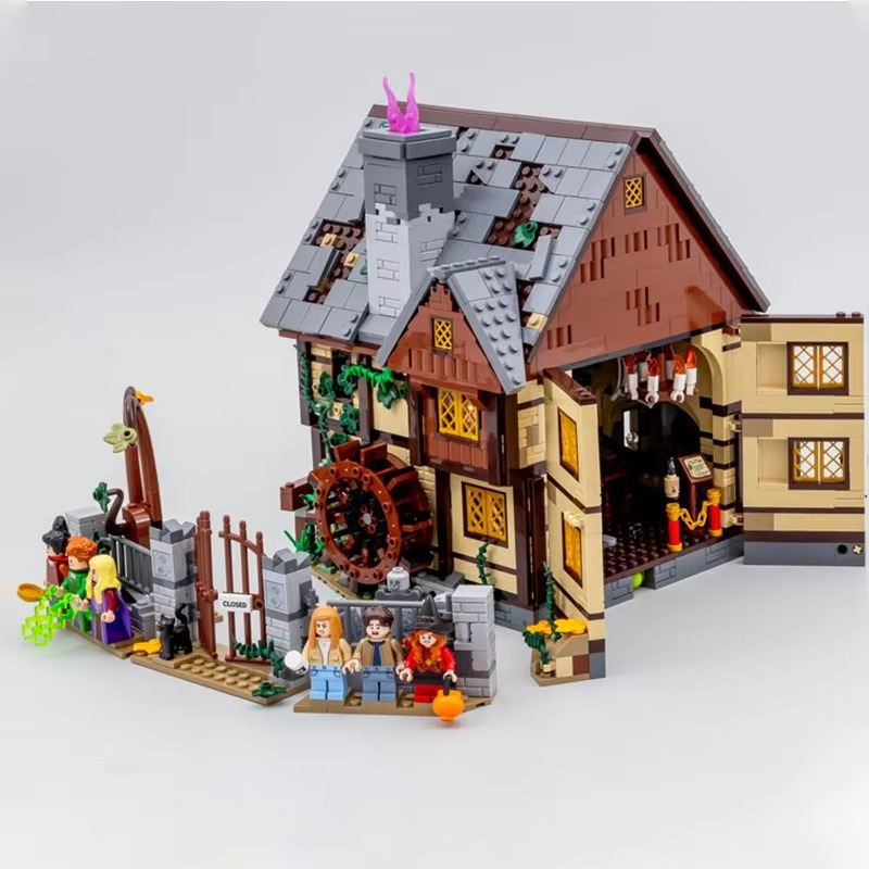 MOC Street View Model Halloween Hocus Pocused Witch Sanderson House Building Sister's Cottage Blocks Bricks Festival Party Gifts