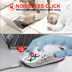 T90 Wireless Bluetooth Mouse RGB (BT1/BT2+ USB) 2.4GHz Rechargeable Silent Bluetooth Wireless Mouse with Type C Adapter