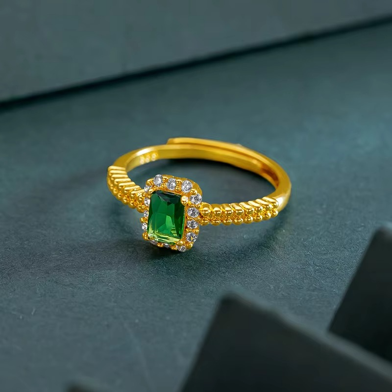 9999 24K real gold store, same gold women's ring, beautiful moissanite jewelry