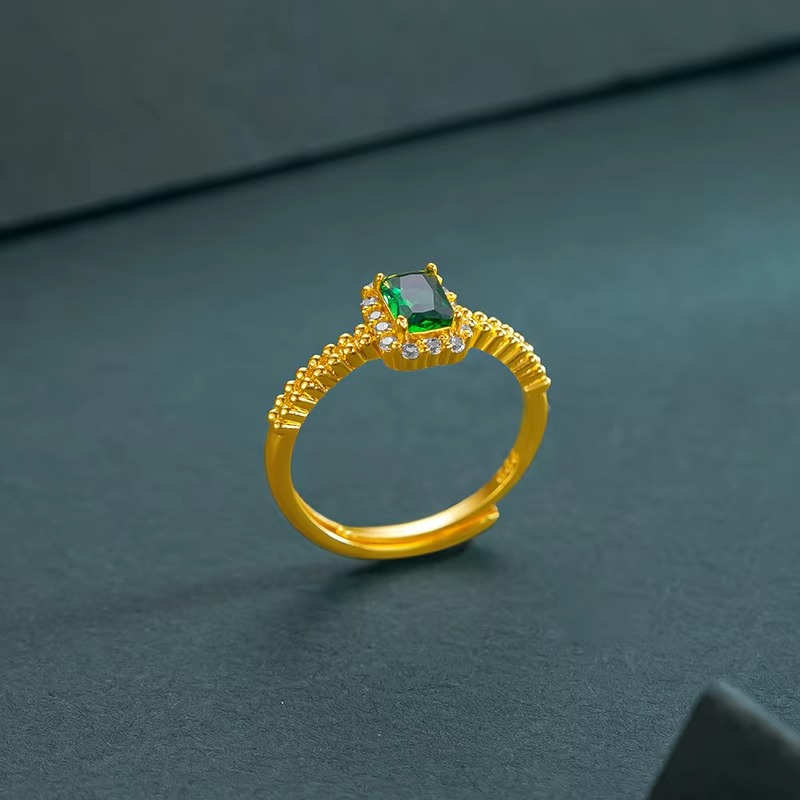 9999 24K real gold store, same gold women's ring, beautiful moissanite jewelry