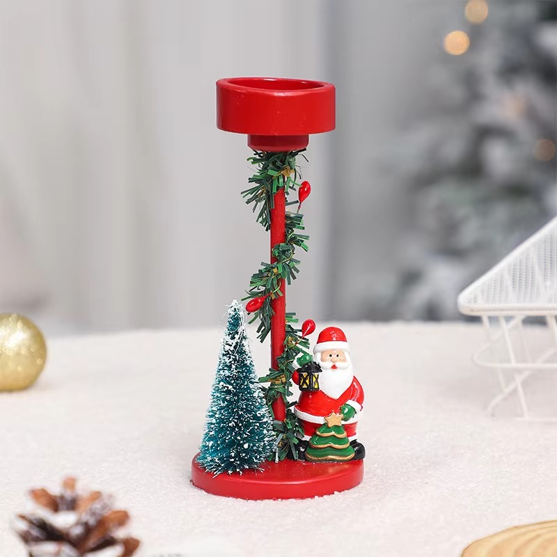 Christmas Decorations Desktop Resin Christmas Tree Red Santa Candlestick Christmas Party GiftDecorations Desktop Ornaments