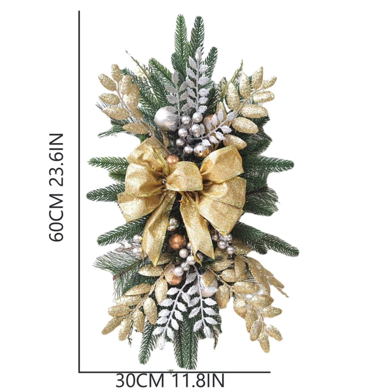 Christmas Wreath Pendants Stairway Hanging Stairs Garland Xmas Decor Window Front Door Wall Wreath for Navida Pine/Bow Pendant