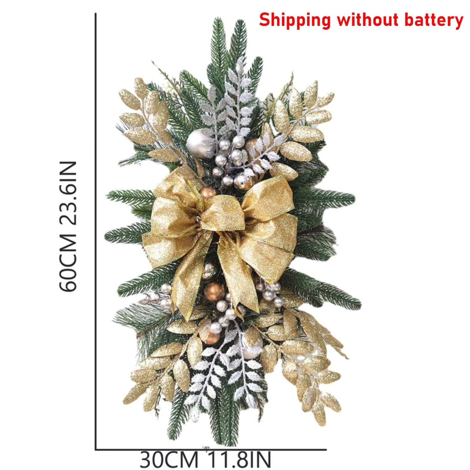 Christmas Wreath Pendants Stairway Hanging Stairs Garland Xmas Decor Window Front Door Wall Wreath for Navida Pine/Bow Pendant