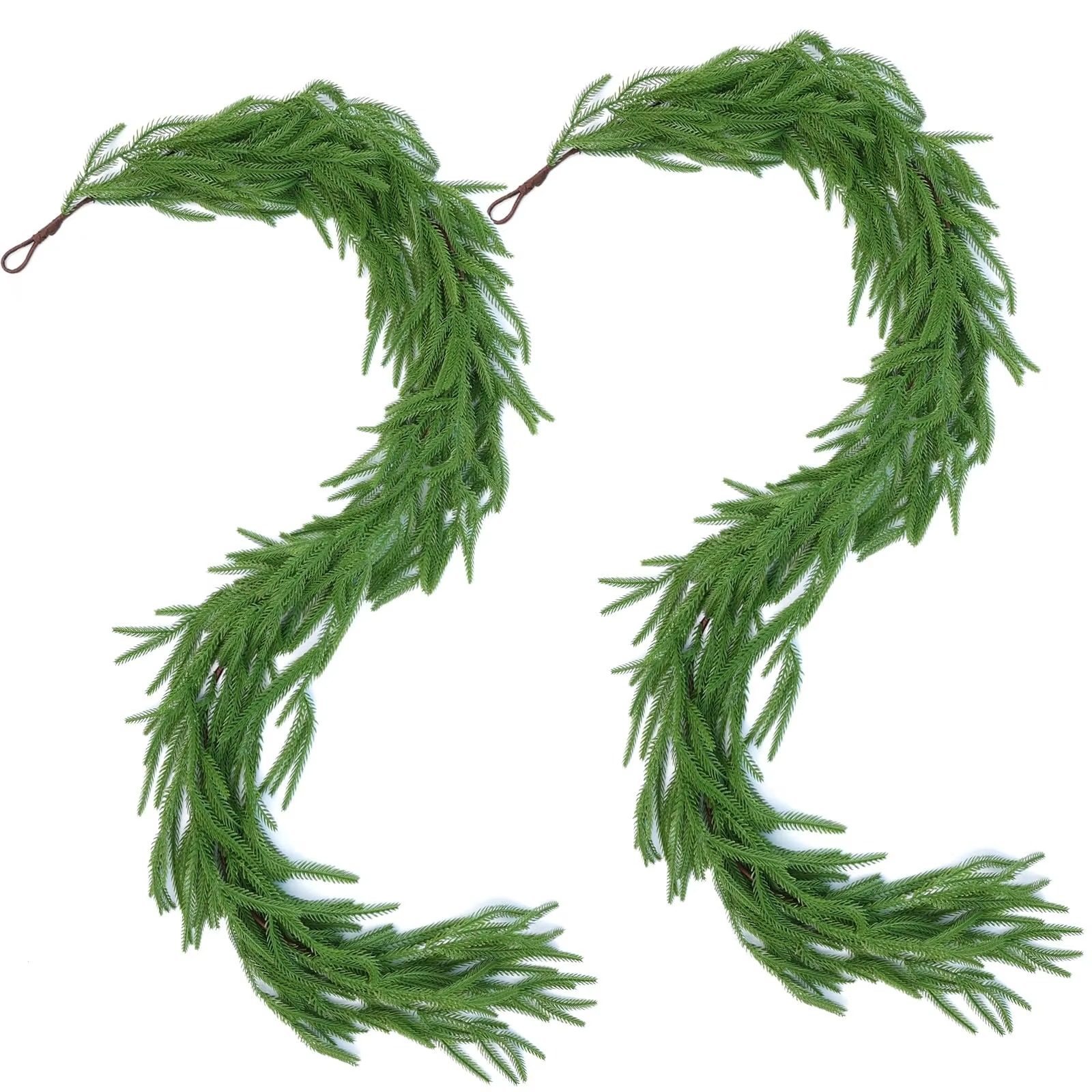 Artificial Norfolk Pine Garlands, Real Touch Winter Pine Garland, Green Artificial Greenery Garland for Christmas Decorations
